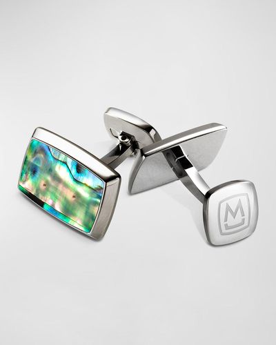 M-clip Abalone Tapered Rectangle Cufflinks - Metallic