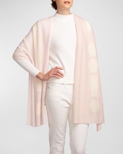 Elyse Maguire Morse Code Love Cashmere Knit Wrap - Natural