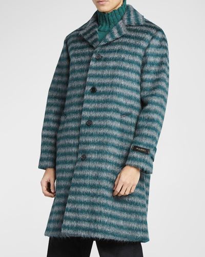 Marni Striped Mohair Topcoat - Blue