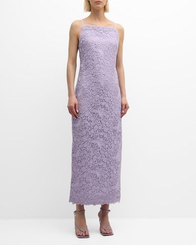 Carolina Herrera Lace Column Gown - Purple