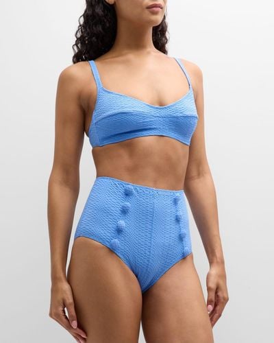 Lisa Marie Fernandez Textured Two-Piece Bikini Set - Blue