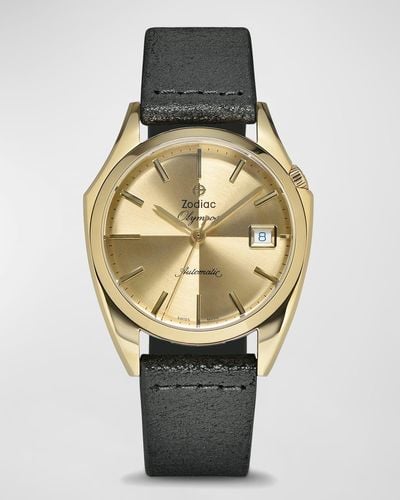 Zodiac Olympos Automatic Leather Watch - Metallic