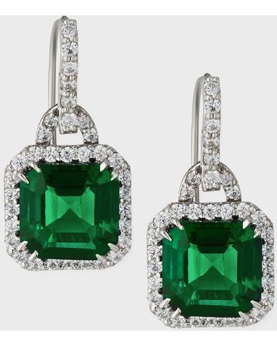 Fantasia by Deserio Lab Grown Emerald Cubic Zirconia Drop Earrings - Green