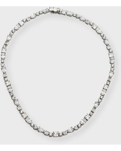 Golconda by Kenneth Jay Lane Multi-Shape Cubic Zirconia Tennis Necklace, 17"L - Metallic
