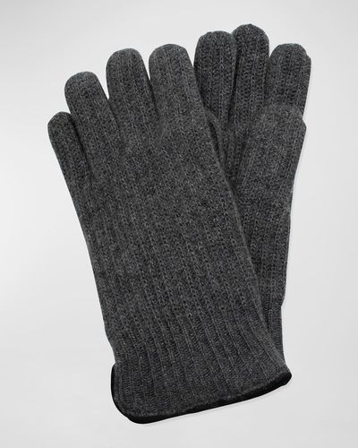 Portolano Rbbed Cashmere Gloves - Gray