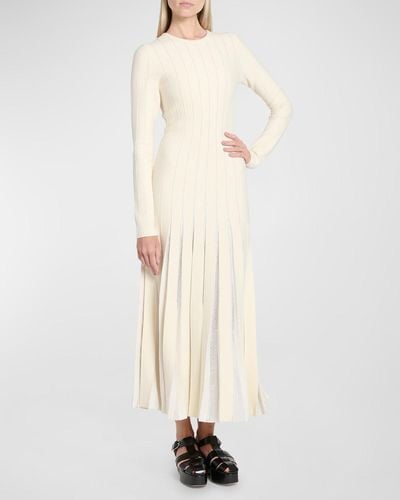 Gabriela Hearst Walsh Pleated Wool Maxi Dress - Natural