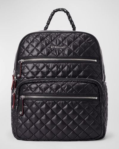 MZ Wallace Crosby Quilted Nylon Backpack Bag - Black