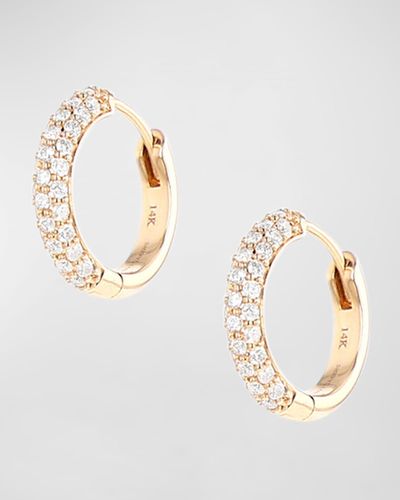Sheryl Lowe 14k Yellow Gold Pave Diamond Huggie Hoop Earrings - Metallic