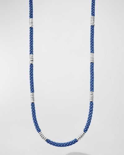 Lagos Sterling Silver Blue Caviar Beaded Necklace