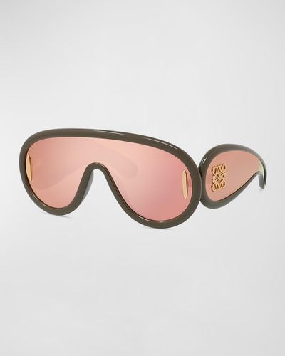 Loewe Mirror Acetate Shield Sunglasses - Pink