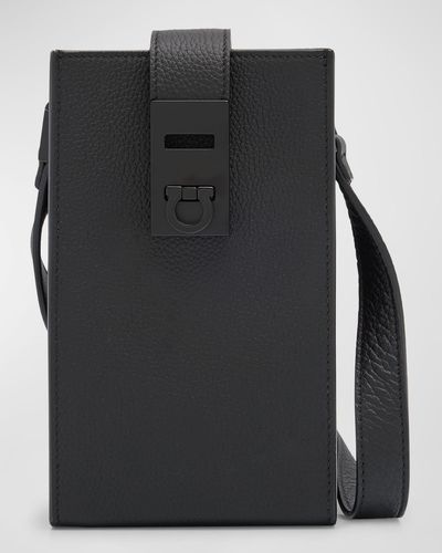 Ferragamo Gancini-Buckle Leather Crossbody Bag - Black