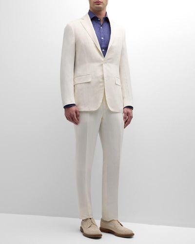 Canali Linen-Silk Solid Suit - White