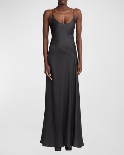 Ralph Lauren Collection Jeramiah Sleeveless Bias Satin Gown - Black