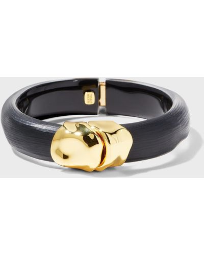 Alexis Molten Gold Hinge Bracelet - Black
