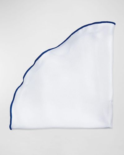 Edward Armah Contrast-border Silk Pocket Circle, Blue/white