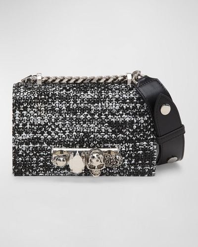Alexander McQueen Mini Jewel Raffia Crossbody Bag - Black