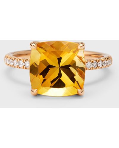Lisa Nik 18k Rose Gold Citrine Statement Ring With Diamonds, Size 6 - Metallic