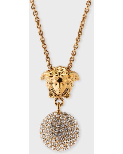 Versace Strass And Medusa Pendant Necklace - Metallic