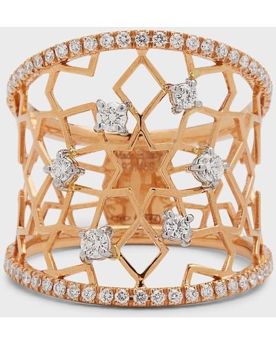 Staurino 18k Rose Gold Moresca Ring With Diamonds, Size 7.25 - Metallic
