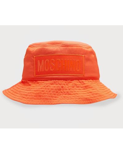 Moschino Tonal Logo Nylon Bucket Hat - Orange
