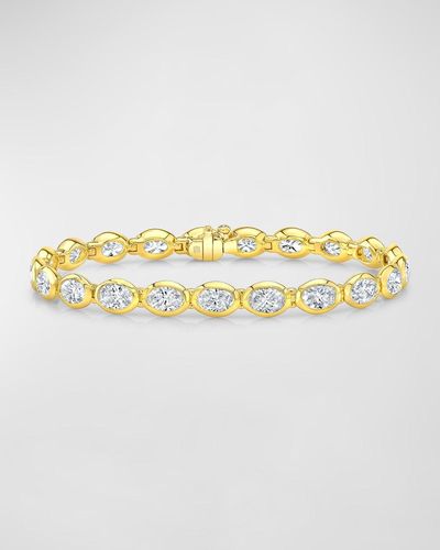 Rahaminov Diamonds 18k Yellow Gold Oval Diamond Bezel Set Bracelet, 6.75"l - Metallic