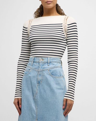 A.L.C. Isa Striped Long-sleeve Knit Top - Blue
