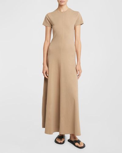 Proenza Schouler Noelle Short-Sleeve Jersey Maxi Dress - Natural