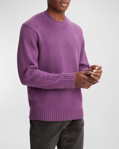 Vince Wool-Cashmere Crew Sweater - Purple