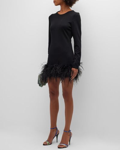 Lamarque Bahira Ostrich-feather Mini Dress - Black