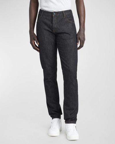 Kiton Slim Fit 5-Pocket Jeans - Gray