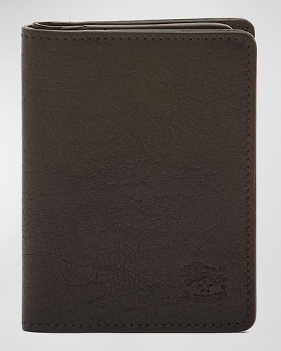 Il Bisonte Oriuolo Leather Bifold Card Holder - Black