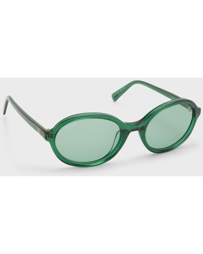 BY FAR Velvet Semi-transparent Round Acetate Sunglasses - Green