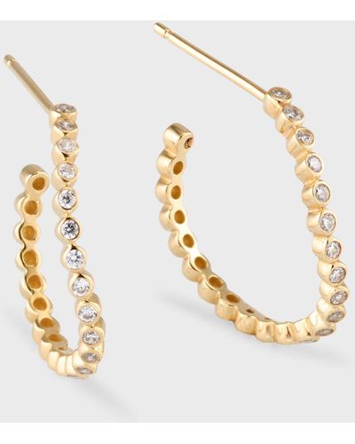 STONE AND STRAND Bubbly Diamond Wave Hoop Earrings - Metallic
