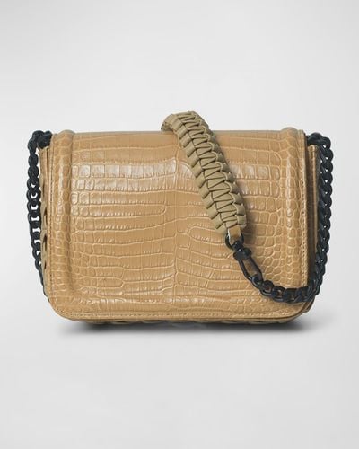 Callista Mini Croc-Embossed Box Crossbody Bag - Natural