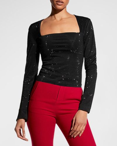 AS by DF Majesty Studded Long-Sleeve Top - Red