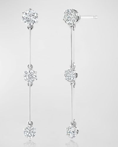 Graziela Gems 18k White Gold Floating Diamond Triple Drop Earrings