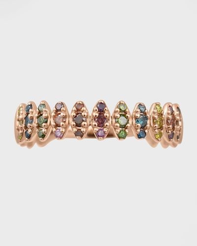 Stevie Wren 14k Rose Gold Rainbow Diamond Zigzag Ring, Size 6.5 - Natural