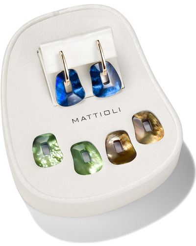 Mattioli Puzzle Hoop Earrings, Mother-of-pearl - White