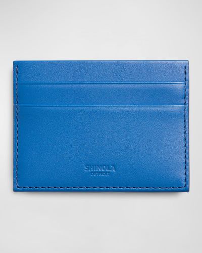 Shinola Five Pocket Usa Heritage Leather Card Holder - Blue