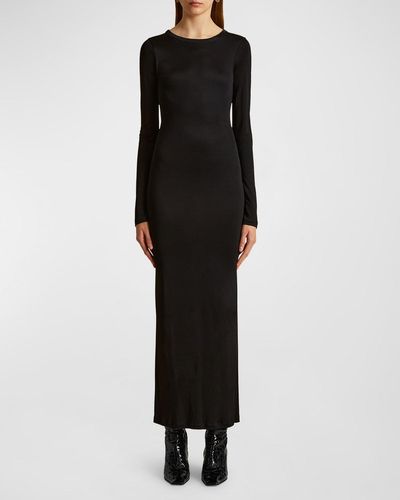 Khaite Bayra Column Maxi Dress - Black