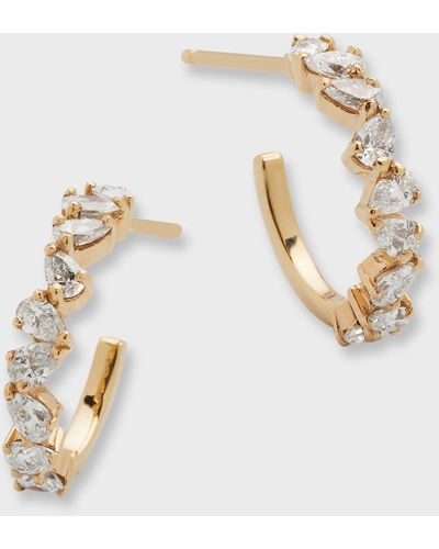Lana Jewelry Zig Zag Pear Diamond Huggie Earrings - White