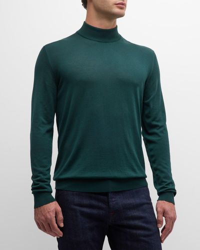 Kiton Wool Mock Neck Sweater - Green