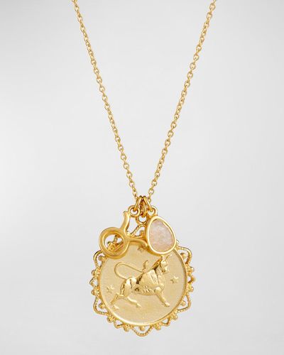 Tai Zodiac Charm Necklace W/ Moonstone - Metallic