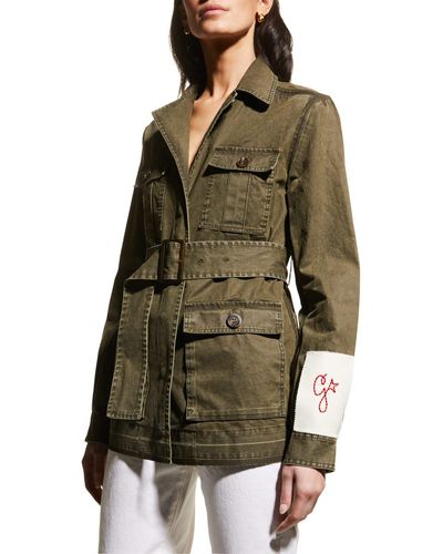 Golden Goose Distressed Cotton Canvas Field Jacket - Green