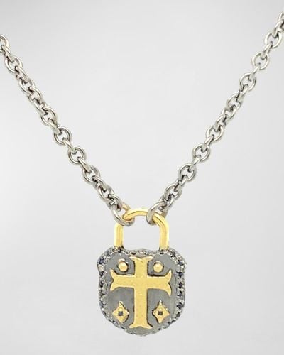 Armenta Romero Two-Tone Cross Shield Pendant Necklace - Metallic