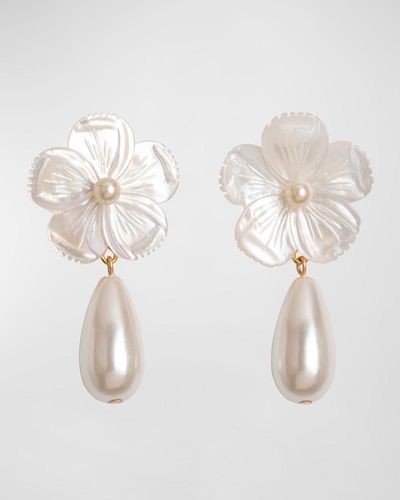 Jennifer Behr Petronella Pearl Flower Earrings - Natural