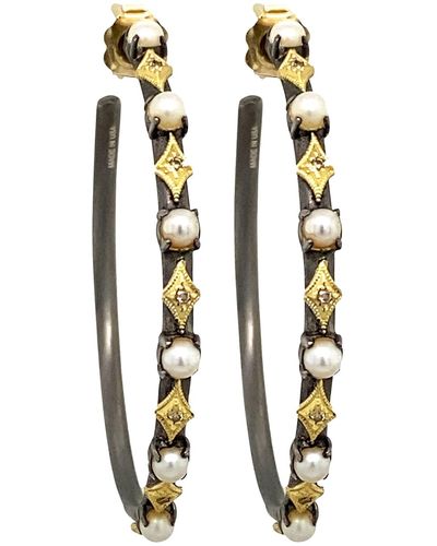 Armenta Old World Alternating Pearl And Crivelli Hoop Earrings, 35Mm - Multicolor