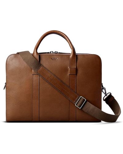 Shinola Guardian Heritage Leather Laptop Briefcase - Brown