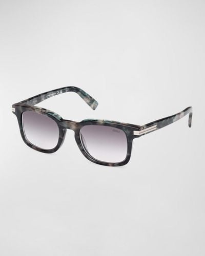Zegna Acetate Rectangle Sunglasses - Metallic