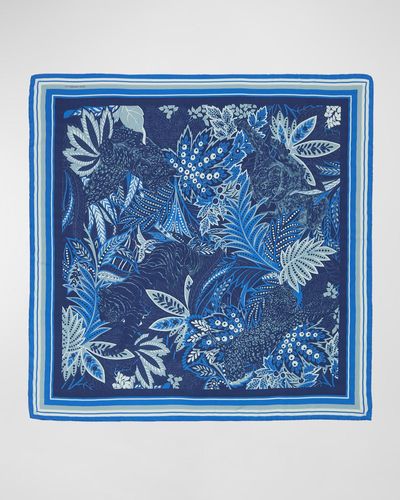 Rani Arabella Amazonia Print Cashmere-Blend Scarf - Blue